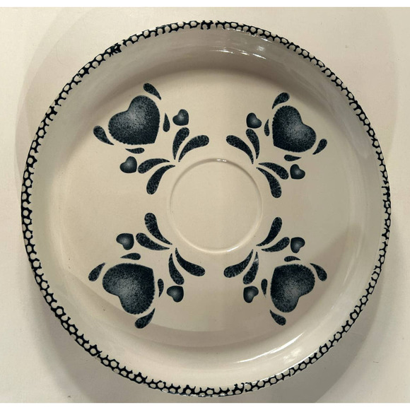 Vintage Home Trends Stoneware Snack Plate with Blue Hearts and Decorated Trim - Picture 3 of 4